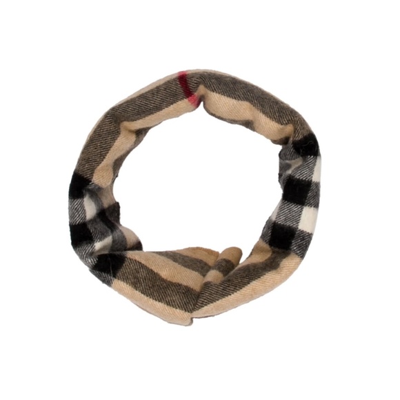 Burberry Kids Check Double Layer Cashmere Snood With Snap Button Closure - Picture 3 of 10